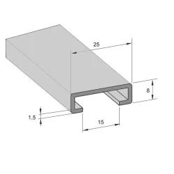 Aluminiums skinne 25/22mm