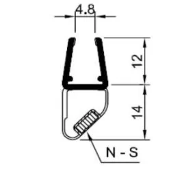 Bruseprofil 45° N/S magnetisk dørprofil