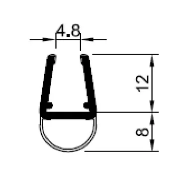 Bruseprofil 300 6-8mm med toptætning