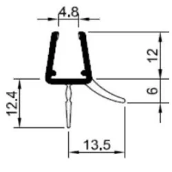 Bruseprofil 320 12mm med toptætning