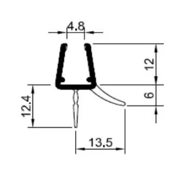Bruseprofil 320 12mm med toptætning
