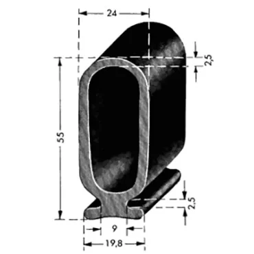 Lift/Port Profil 55mm Sort