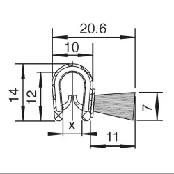 Kantliste 1,5-3,5mm m. sidebørster