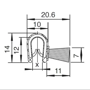 Kantliste 1,5-3,5mm m. sidebørster