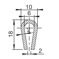 U-Profil 6mm afrundet Gummi