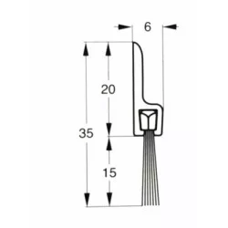 Børsteliste - 1 METER - 32/15mm - PLAST