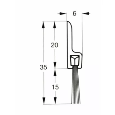 Børsteliste - 1 METER - 32/15mm - PLAST