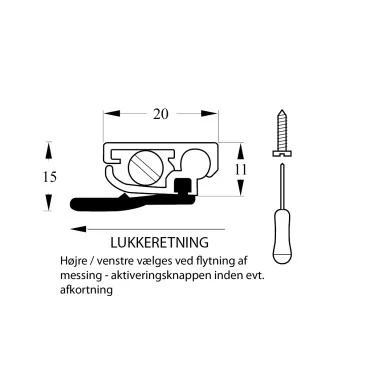 Mekanisk dørliste med automatisk tætning - 830mm
