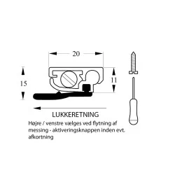 Mekanisk dørliste med automatisk tætning - 830mm