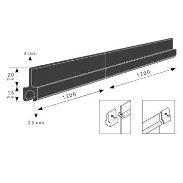 240cm Monteringsskinne Not