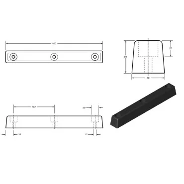Gummibuffer 405x50x50mm