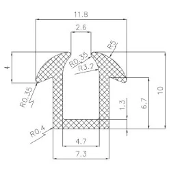 U-Profil 5mm Gummi m. hager