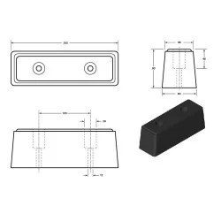Gummibuffer 250x80x90mm
