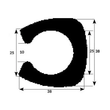 Fenderliste 38x38mm Sort