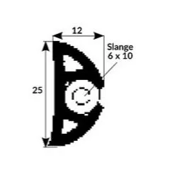 Fenderliste 25x12mm Sort