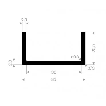 U-Profil 30mm Gummi