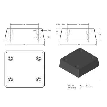 Gummibuffer 330x305x100mm for læsserampe