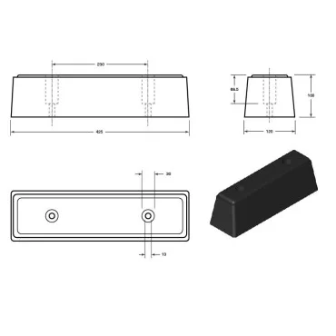 Gummibuffer 425x120x100mm