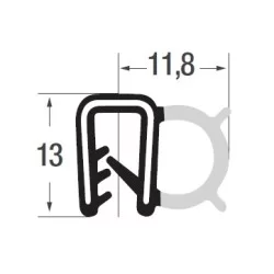 1-2mm Kantliste SILIKONE Grå m. sidetæt