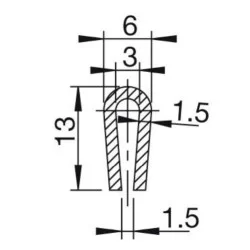 U-Profil 3mm afrundet Gummi