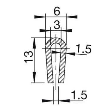 U-Profil 3mm afrundet Gummi