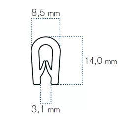 Kantliste Hvid 2,5-3mm PVC